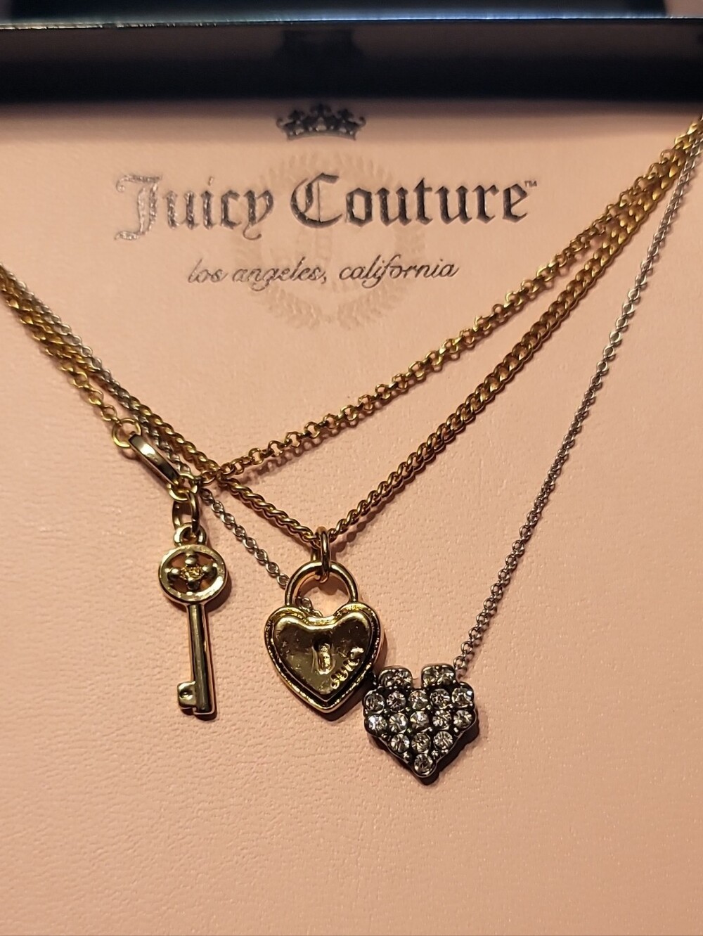 Juicy Couture Two-Tone Layered Heart & Key Necklace Set